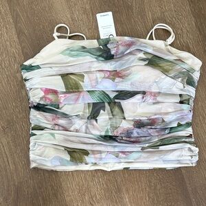 Express Floral Camisole in Cream and Green